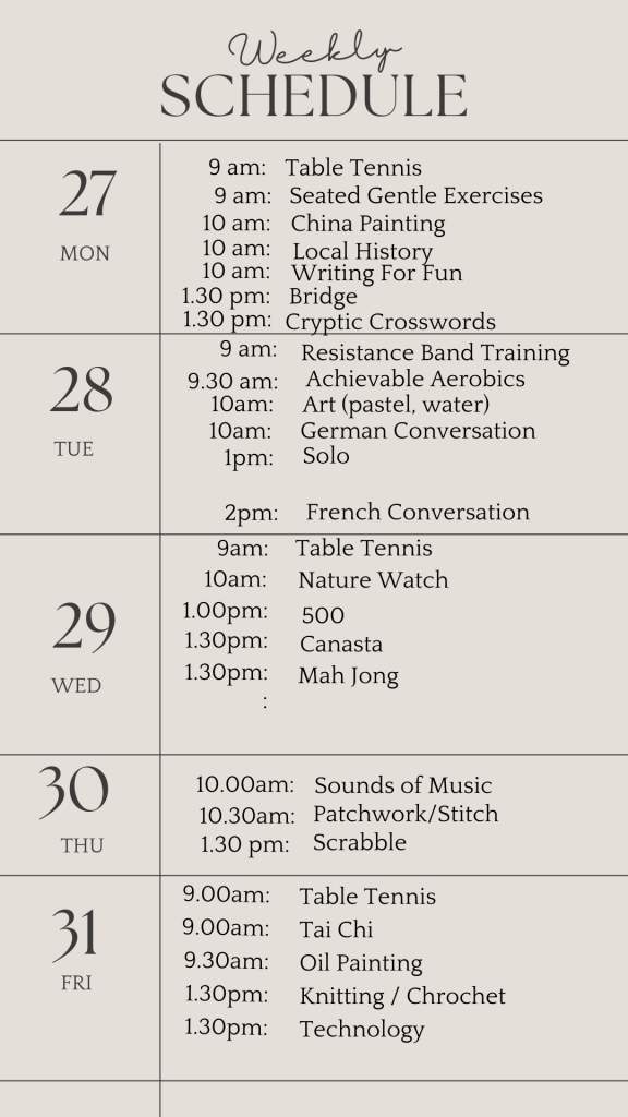 weekly schedule may 2 2024