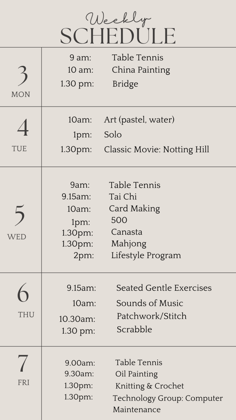 u3a weekly schedule march 3 2025