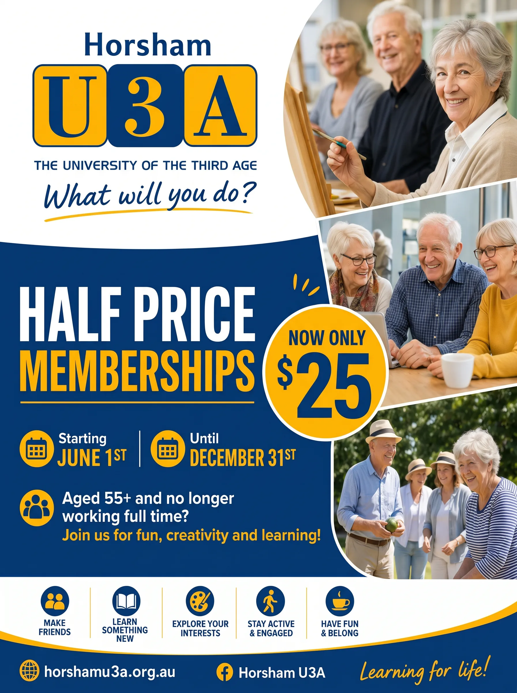 Horsham U3A Half Price Membership A4 Print