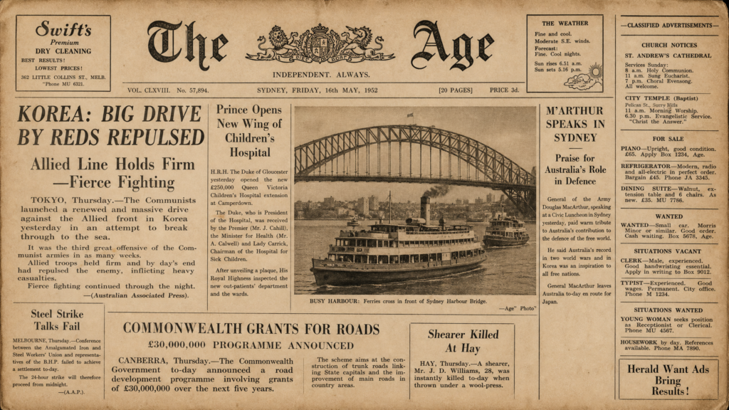 1950s The Age Newspaper Featured Image